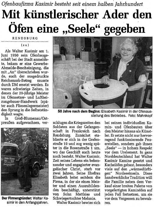 Ofen Kasimir Berichterstattung in der Lokalpresse